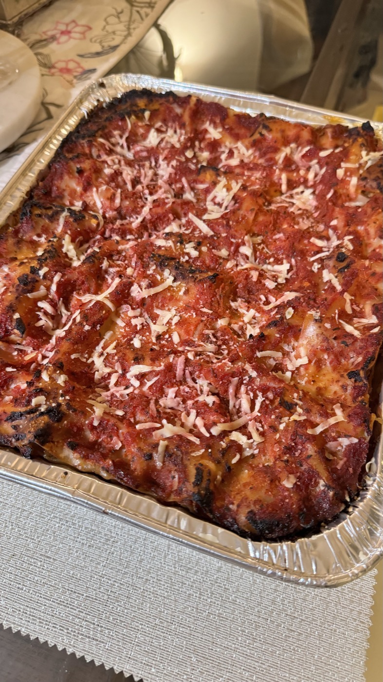 Lasagne, layered pasta ready to serve